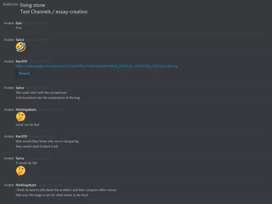 fixing_stone/fixing stone - Text Channels - essay-creation [818648316936978482] screenshot